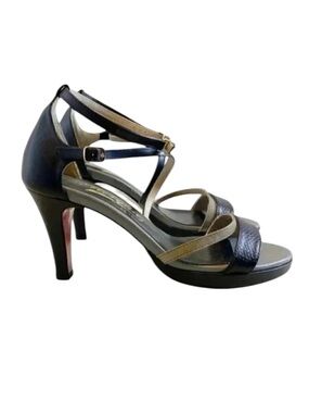 Morgan De Toi Strappy High Heel Sandals Ankle Strap Black Grey US 6.5